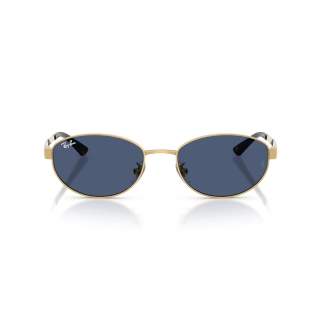Óculos de Sol Ray-Ban 0RB3774D 001/8055 Metal Dourado com lentes na cor Azul 2