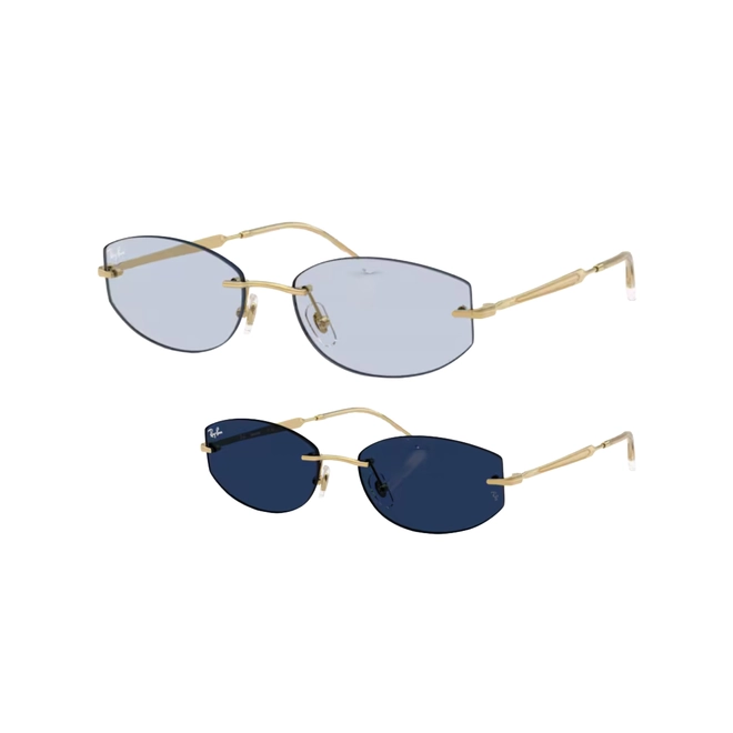 Óculos de Sol Ray-Ban 0RB3792 001/MF55 Metal Dourado com lentes na cor Azul Fotocromático 1