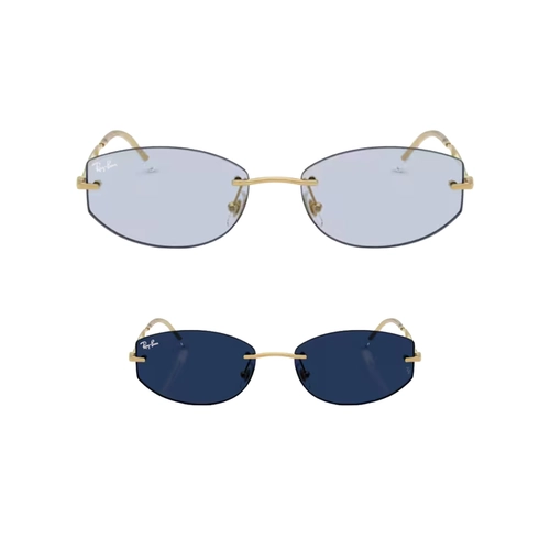 Óculos de Sol Ray-Ban 0RB3792 001/MF55 Metal Dourado com lentes na cor Azul Fotocromático