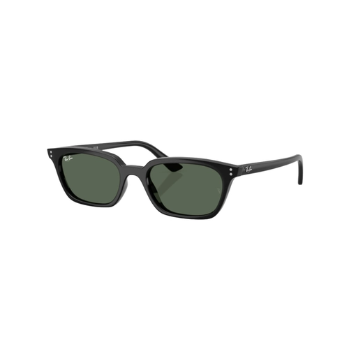 Óculos de Sol Ray-Ban Zaya 0RB4456 66777153 Acetato Preto com lentes na cor Verde Escuro