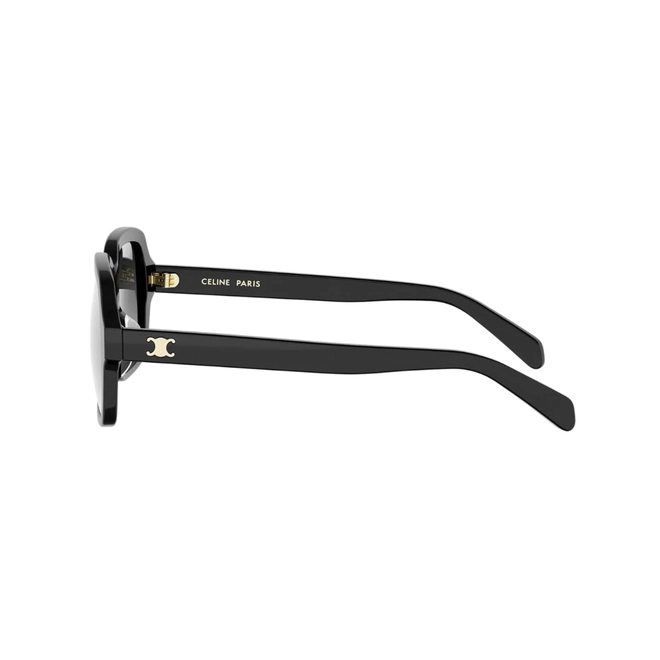 Óculos de Sol Celine Triomphe CL40362U_5401B Acetato Preto com lentes na cor Fumê Degradê 4