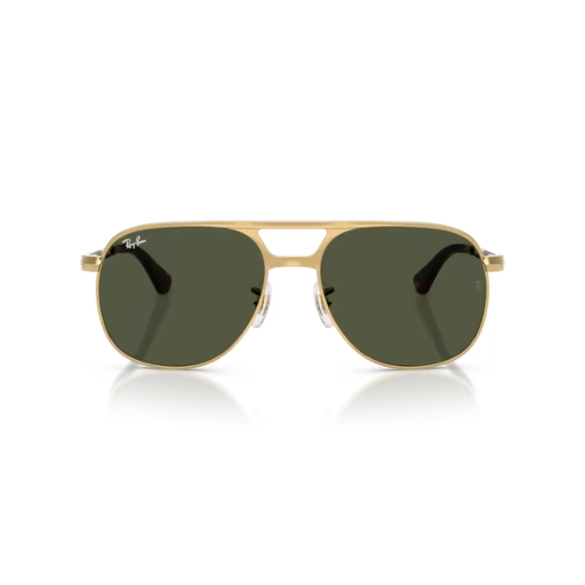 Óculos de Sol Ray-Ban Bill Max 0RB3793 001/315 Metal Dourado com lentes na cor Verde 2