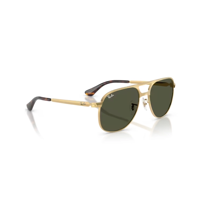 Óculos de Sol Ray-Ban Bill Max 0RB3793 001/315 Metal Dourado com lentes na cor Verde 3