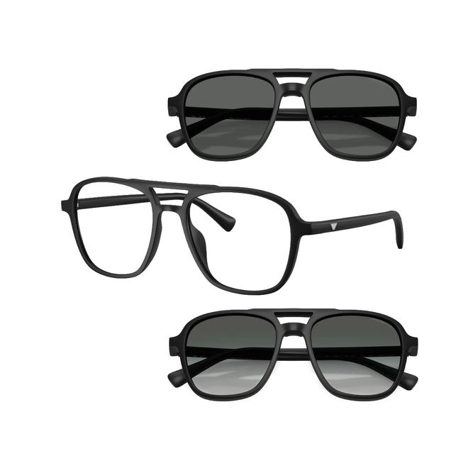 Óculos de Grau Emporio Armani 0EA4279U 50011W53 Acetato Preto Fosco com Clip-On na cor Cinza e Cinza Degradê 2
