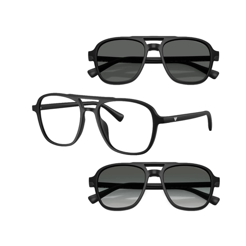 Óculos de Grau Emporio Armani 0EA4279U 50011W53 Acetato Preto Fosco com Clip-On na cor Cinza e Cinza Degradê
