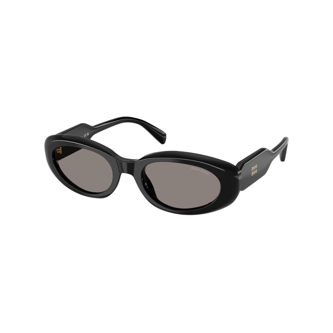 Óculos de Sol Miu Miu 0MU C01S 16K80Q53 Acetato Preto com lentes na cor Cinza Escuro 1