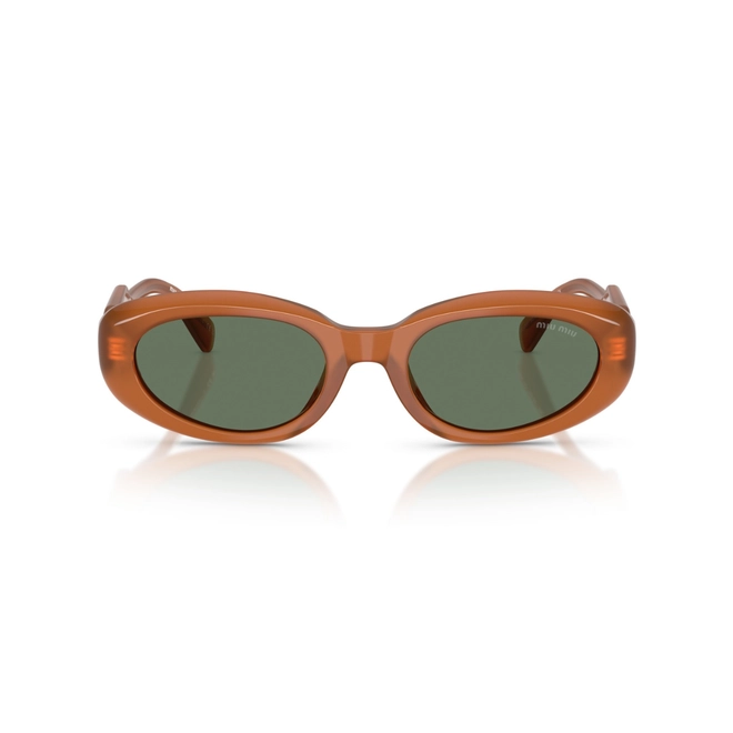 Óculos de Sol Miu Miu 0MU C01S 29L70L53 Acetato Marrom Transparente com lentes na cor Verde 2