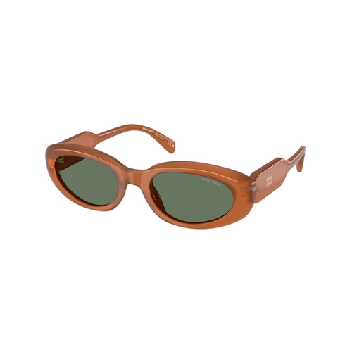 Óculos de Sol Miu Miu 0MU C01S 29L70L53 Acetato Marrom Transparente com lentes na cor Verde