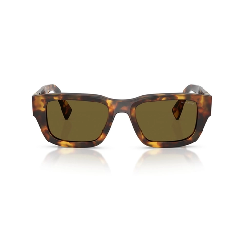 Óculos de Sol Miu Miu 0MU C04S 14L09Z53 Acetato Marrom Mesclado com lenta na cor Marrom Escuro