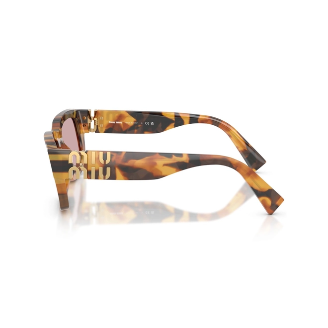 Óculos de Sol Miu Miu 0MU C04S 24Q91C53 Acetato Marrom Mesclado com lentes na cor Rosa Espelhado 3