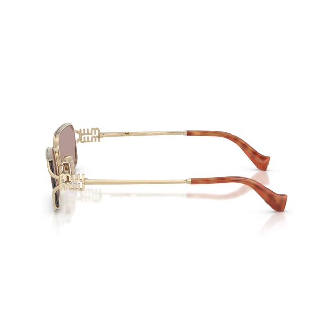Óculos de Sol Miu Miu 0MU C50S ZVN20I52 Metal Dourado com lentes na cor Violeta e Marrom 3