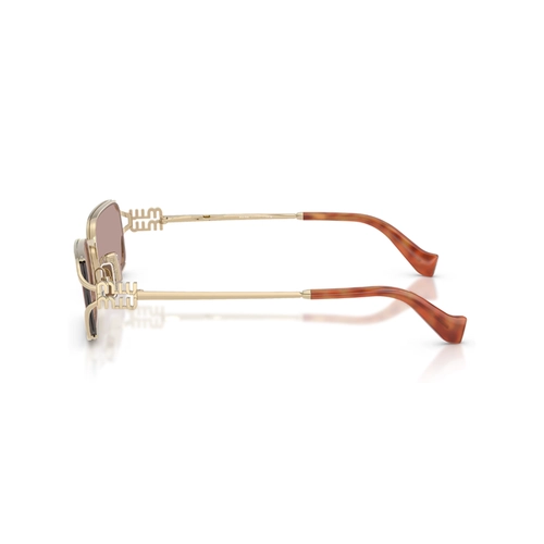 Óculos de Sol Miu Miu 0MU C50S ZVN20I52 Metal Dourado com lentes na cor Violeta e Marrom