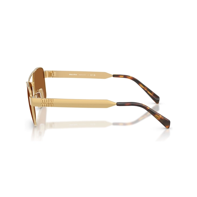 Óculos de Sol Miu Miu 0MU C52S 5AK20V56 Metal Dourado com lentes na cor Marrom 3