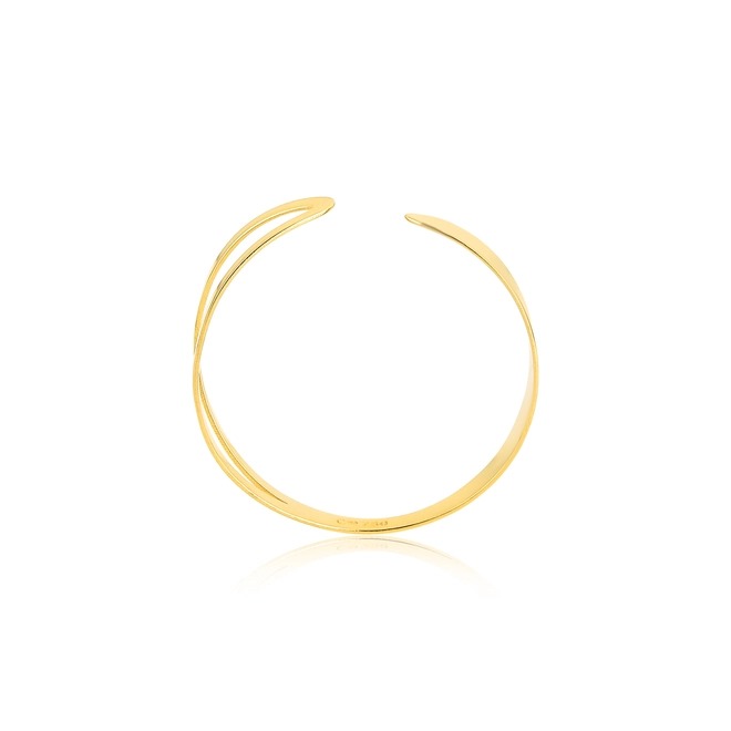 Anel Slim orgânico em ouro 18k design aberto polido 3