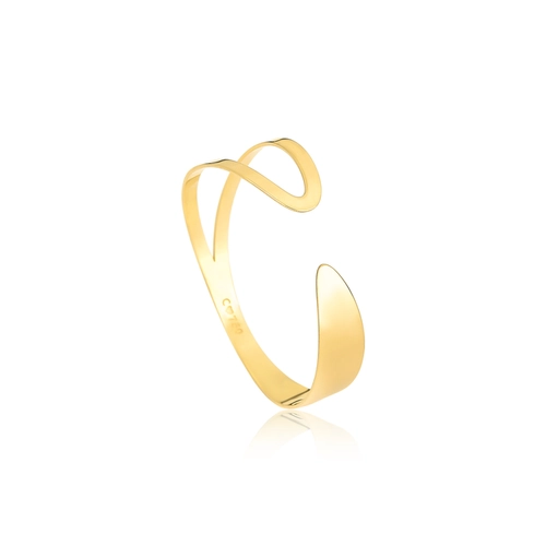 Anel Slim orgânico em ouro 18k design aberto polido