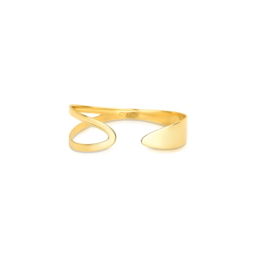 Anel Slim orgânico em ouro 18k design aberto polido