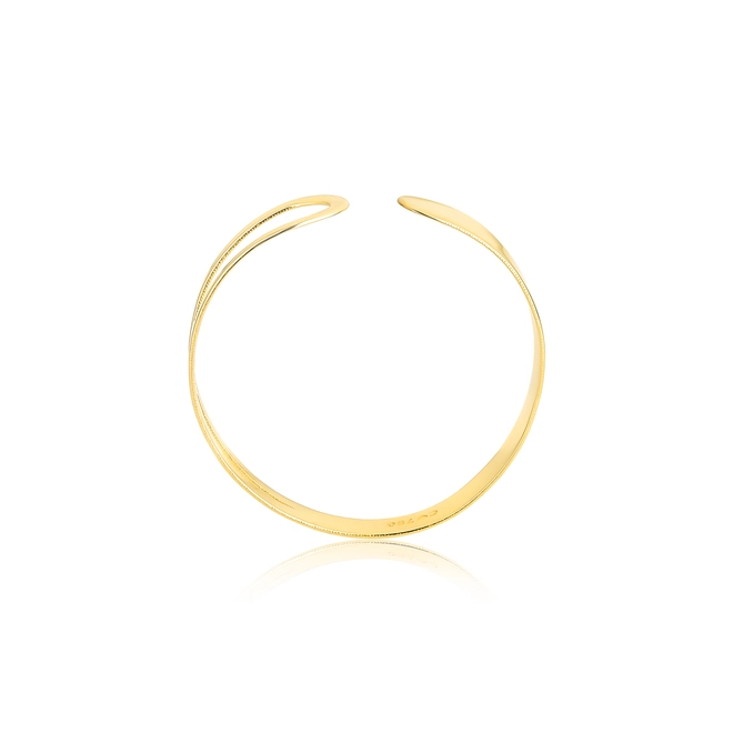 Anel Slim Orgânico vazado em ouro 18k design aberto polido 3