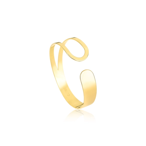 Anel Slim Orgânico vazado em ouro 18k design aberto polido