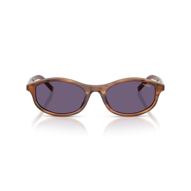 Óculos de Sol Prada 0PR D17S 25O70W52 Acetato Marrom Mesclado com lentes na cor Violeta 2