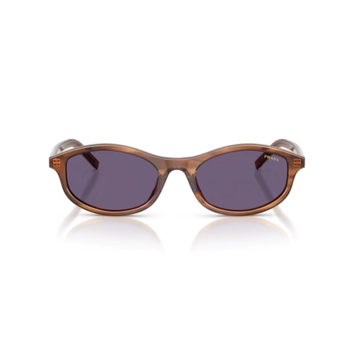 Óculos de Sol Prada 0PR D17S 25O70W52 Acetato Marrom Mesclado com lentes na cor Violeta