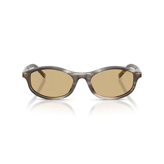 Óculos de Sol Prada 0PR D17S 26O10R52 Acetato Marrom e Branco Listrado com lentes na cor Amarelo 2