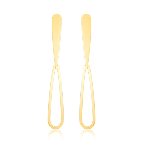 Brinco Slim Orgânico pingente em ouro 18k oval alongado polido