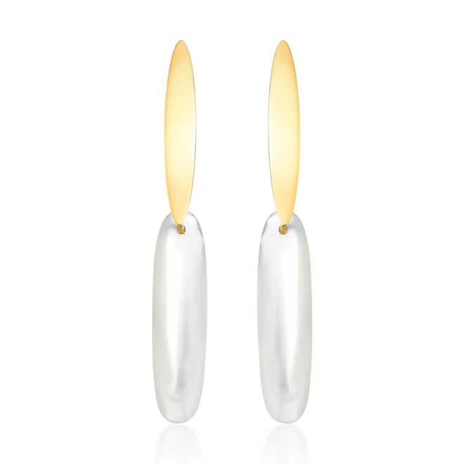 Brinco Slim Orgânico pingente em ouro 18k oval alongado com Madrepérola 1