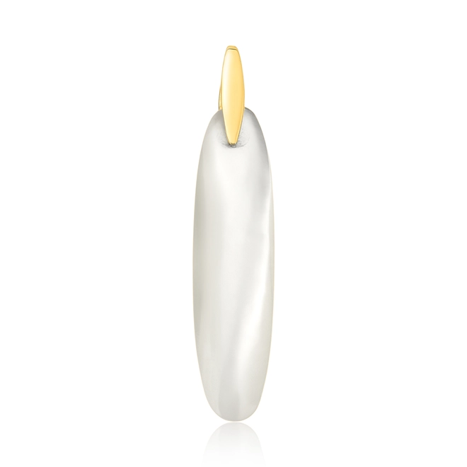 Pingente Slim Orgânico em ouro 18k oval alongado da gema Madrepérola 1