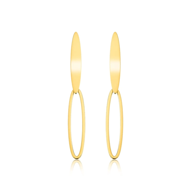 Brinco Slim Orgânico pingente em ouro 18k oval alongado polido 1
