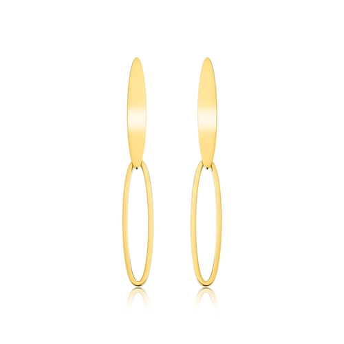 Brinco Slim Orgânico pingente em ouro 18k oval alongado polido