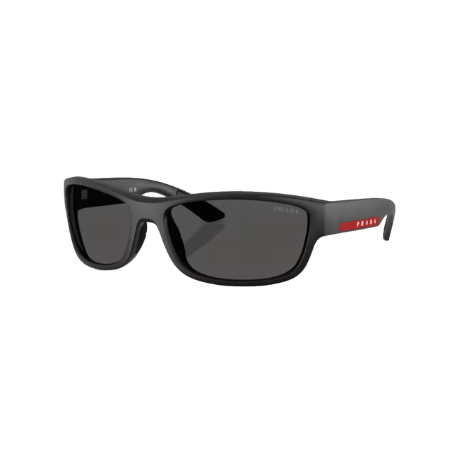 Óculos de Sol Prada Linea Rossa 0PS C04S 1BO08Z65 Acetato Preto Fosco com lentes na cor Cinza Escuro 1