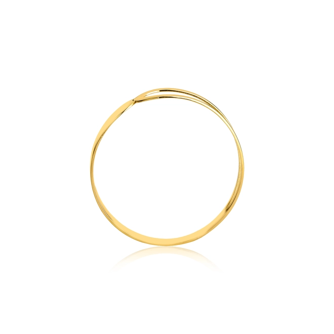Anel Slim Orgânico em ouro 18k design aro aberto e polido 3