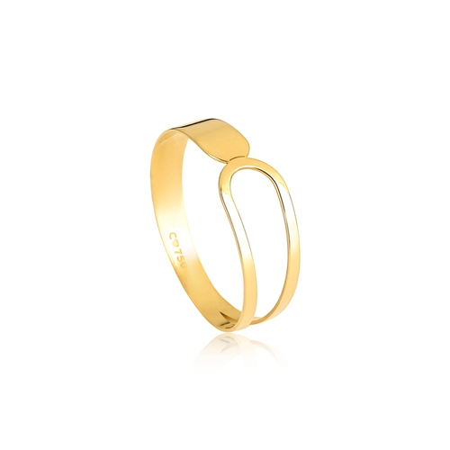 Anel Slim Orgânico em ouro 18k design aro aberto e polido
