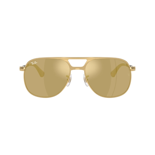 Óculos de Sol Ray-Ban Bill Max 0RB3793 001/9356 Metal Dourado com lentes na cor Marrom Espelhado 2
