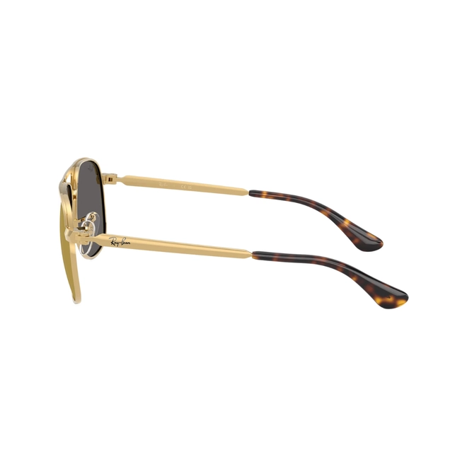 Óculos de Sol Ray-Ban Bill Max 0RB3793 001/9356 Metal Dourado com lentes na cor Marrom Espelhado 4