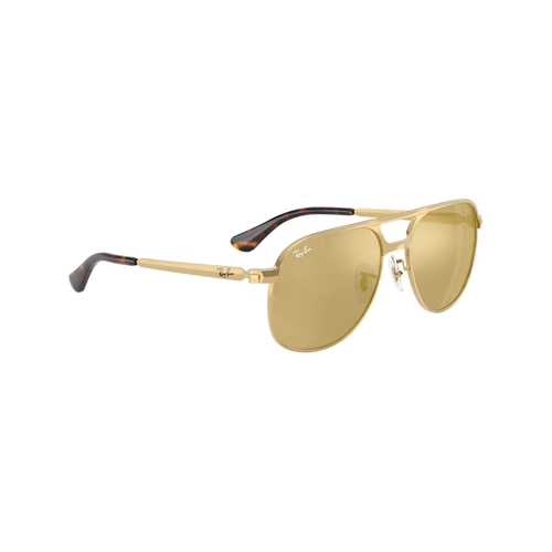 Óculos de Sol Ray-Ban Bill Max 0RB3793 001/9356 Metal Dourado com lentes na cor Marrom Espelhado