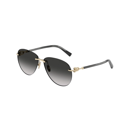 Óculos de Sol Tiffany 0TF3124 62413C59 Metal e Acetato Dourado Pálido com lentes na cor Cinza Degradê