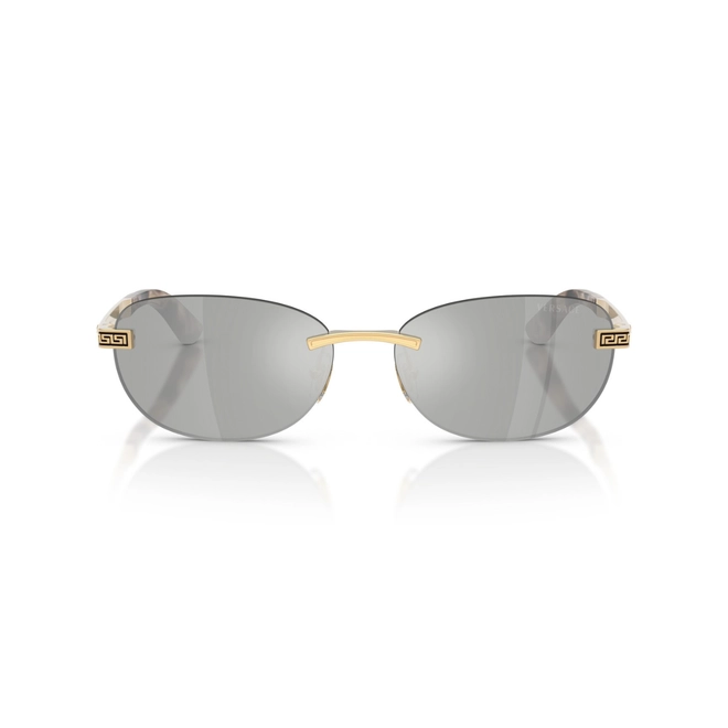 Óculos de Sol Versace 0VE2307 15238V56 Metal Dourado com lentes na cor Prata Espelhado 2