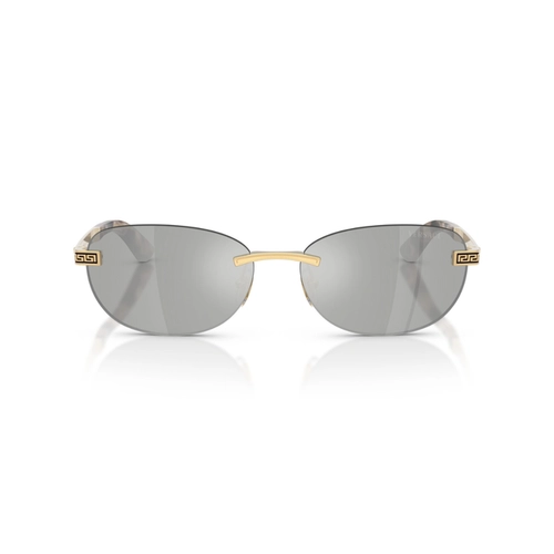 Óculos de Sol Versace 0VE2307 15238V56 Metal Dourado com lentes na cor Prata Espelhado