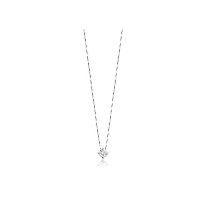 Gargantilha Solitários Classic em corrente ouro branco 18k ponto de luz 25pts de Diamantes 1
