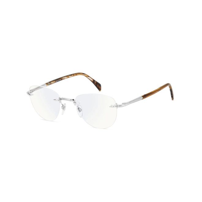 Óculos de Grau David Beckham DB 1243 9CI 4922 Metal Prata com Lente Estética Espelho Azul 1