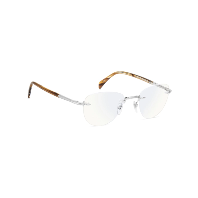 Óculos de Grau David Beckham DB 1243 9CI 4922 Metal Prata com Lente Estética Espelho Azul 3