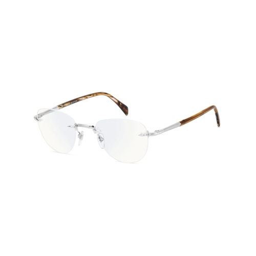 Óculos de Grau David Beckham DB 1243 9CI 4922 Metal Prata com Lente Estética Espelho Azul