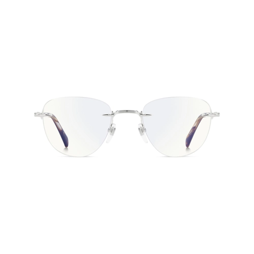 Óculos de Grau David Beckham DB 1243 9CI 4922 Metal Prata com Lente Estética Espelho Azul