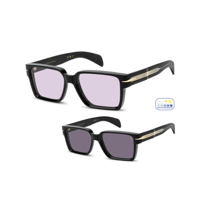 Óculos de Sol David Beckham DB 7162/S 807 56KE S Acetato Preto com lentes na cor Violeta Fotocromático 1