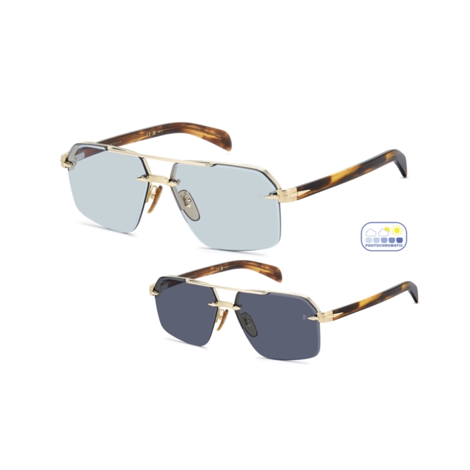 Óculos de Sol David Beckham DB 7170/S T5U 61SD Metal Dourado com lentes na cor Azul Fotocromático. 1
