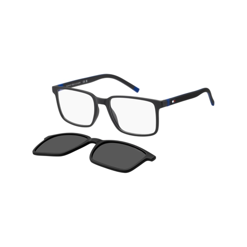 Óculos de Grau Tommy Hilfiger com Clip-On TH 2377/C 003 54 Poliamida Preto Fosco com lentes na cor Cinza Polarizado