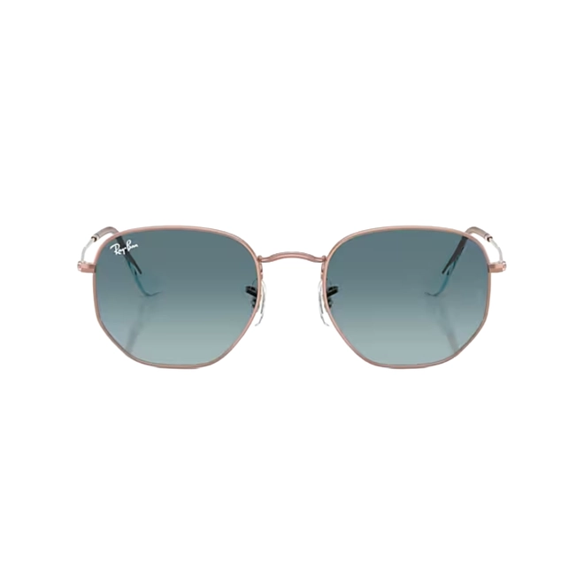 Óculos de Sol Ray-Ban Hexagonal 0RB3548N 90353M54 Aço Marrom com lentes na cor Azul Degradê 2