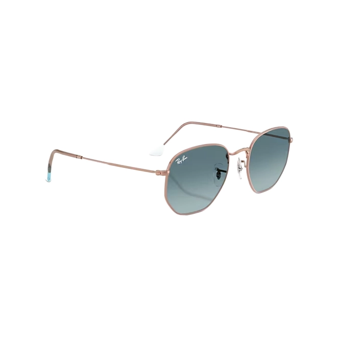 Óculos de Sol Ray-Ban Hexagonal 0RB3548N 90353M54 Aço Marrom com lentes na cor Azul Degradê 3