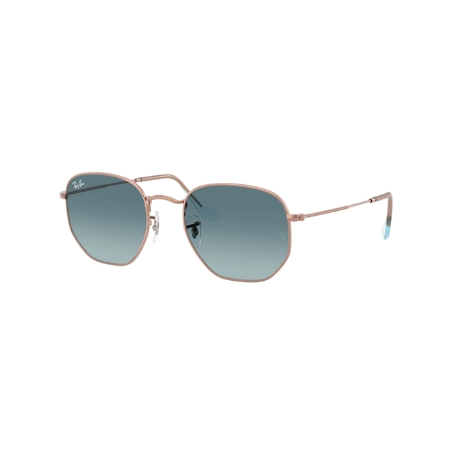 Óculos de Sol Ray-Ban Hexagonal 0RB3548N 90353M54 Aço Marrom com lentes na cor Azul Degradê 1